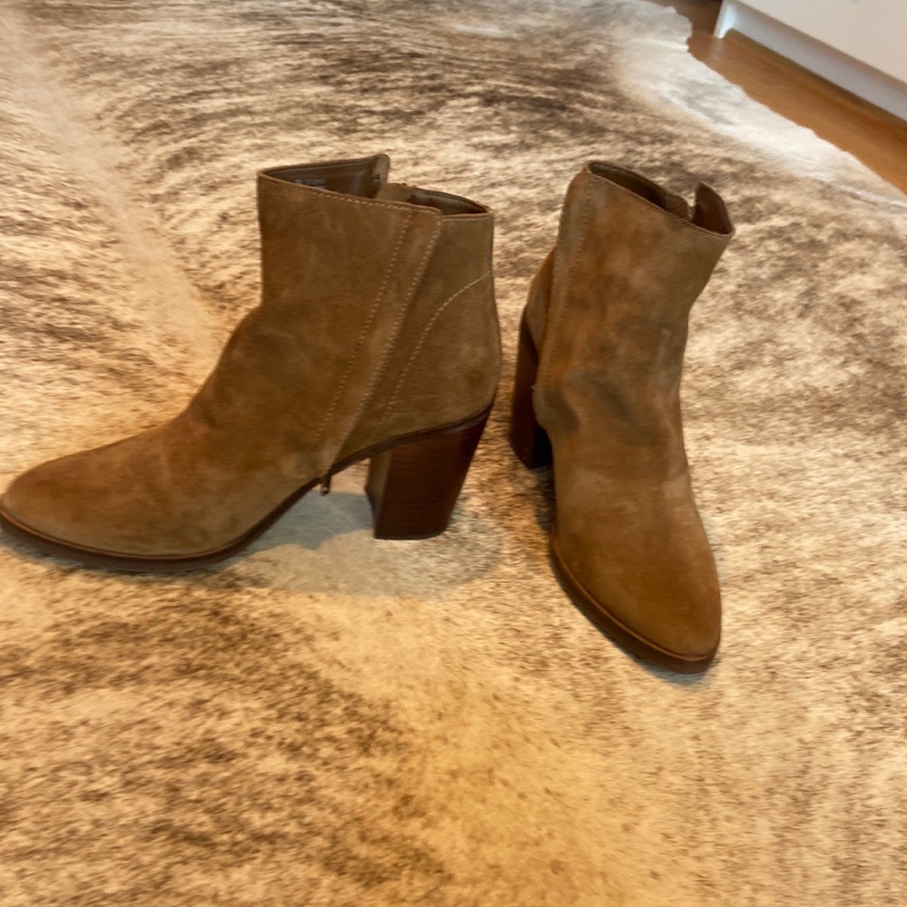 Suede block heel ankle boots